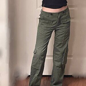 brandy melville military green low rise kim cargo pants